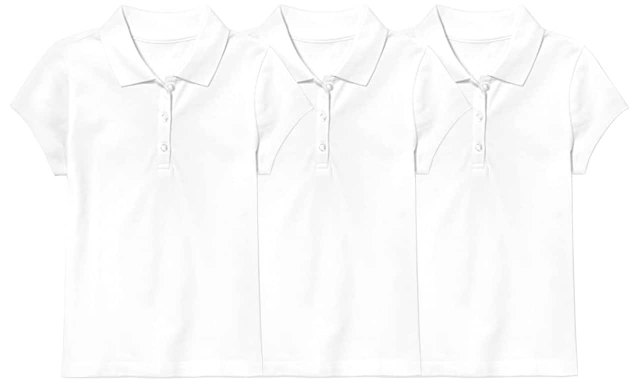 Galaxy by Harvic Short Sleeve Stretch Girl’s Pique Polo Shirt 3 Pack